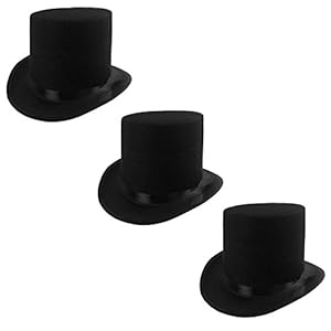 Funny Party Hats Black Felt Top Costume Magician Hats by (3 Pack)
