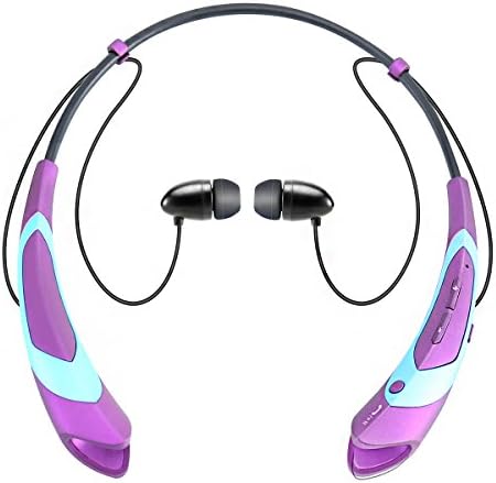Bluetooth Earphone Headphones,V4.1 Stereo Noise Cancelling Wireless Headset, Sport Neckband Style Magnetic Earbuds with Mic for iPhone Series and Android Phones (Purple)