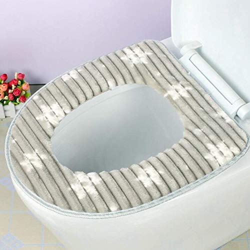 BigOtters Toilet Seat Cover Pads, Washable Toilet Seat Cushion Mat Winter Washable Toilet Seat Warmer (Gray)