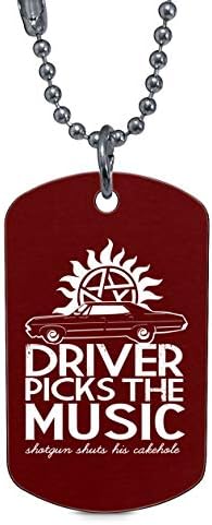 TAMPSHOP Supernatural Driver Picks The Music Necklaces, Driver Picks The Music Shotgun Shuts His Cakehole Dog Tag Necklace Best Gift for Best Friend
