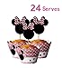 24 Serves Pink Mouse Mini Cupcake Toppers and Wrappers Birthday Cake Decorations for Pink Mouse Pink Mini Mouse Themed Party Baby Shower Supplies and favors