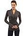 PattyBoutik Women Shawl Collar Pleated Detail Blouse (Dark Heather Gray Medium)