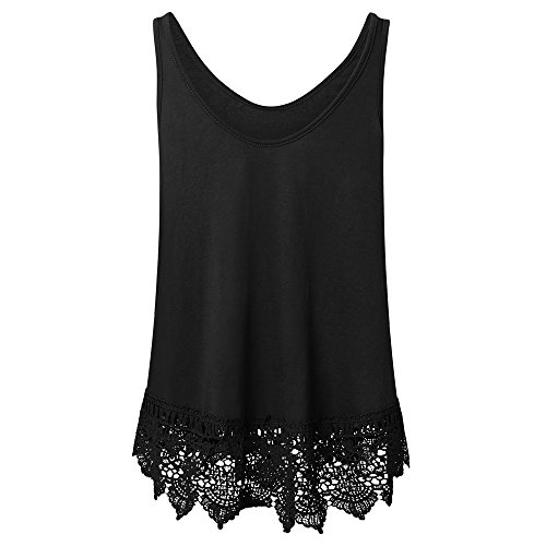 image for WEUIE Womens Tops Hot Sale Womens Lace Casual Sleeveless Blouse Hollow