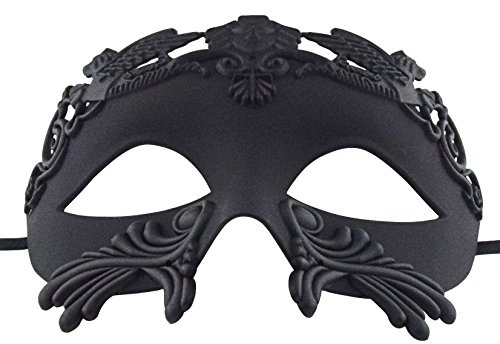 KEFAN Halloween Mask Greek Roman Masquerade Mask Mens Venetian Mardi Gras Mask(Black)