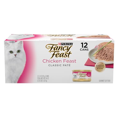 Fancy Feast Chicken Feast Classic Pate Collection Grain Free Wet Cat Food Multi-Pack - (Pack of 12) 3 oz. Cans