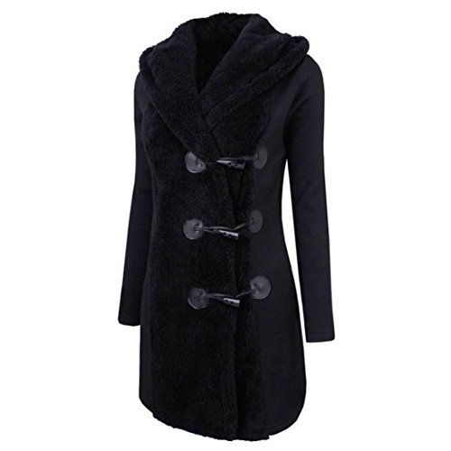 BSGSH Women Pea Coat, Women's Classic Single Breasted Winter Warm Overcoat Jacket (Black, S)
