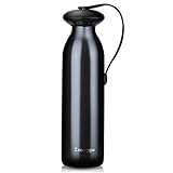 Zzanggu Water Thermos Flasks Bottle Keep Hot&Cold Double Walled Vacuum Cup Insulated Stainless Steel with Handle Strap,Leak Proof for Sports Camping Travel,17oz/500ml(Black)