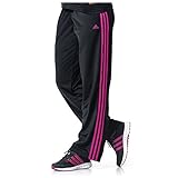 adidas Performance Women's 3 Stripes Pants (Large, Shock Pink-Black)