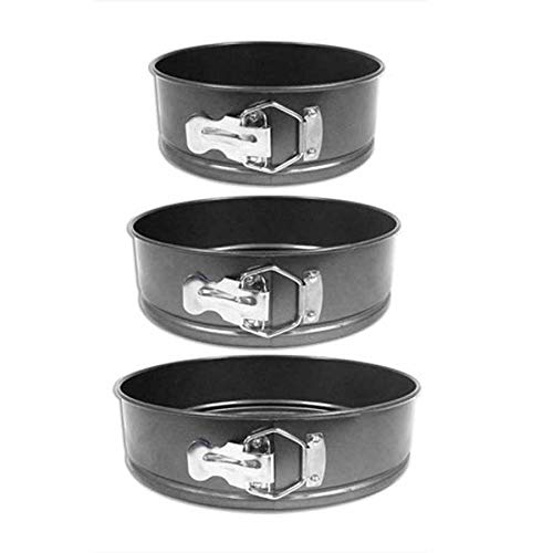 Pack of 3 Non-Stick Springform Round Cake Tins for Baking 18cm, 22cm & 26cm