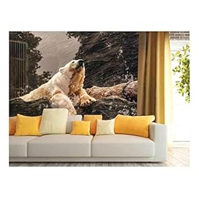 Polar Bear on The Rock - Removable Wall Mural | Self-Adhesive Large Wallpaper - 66x96 inches