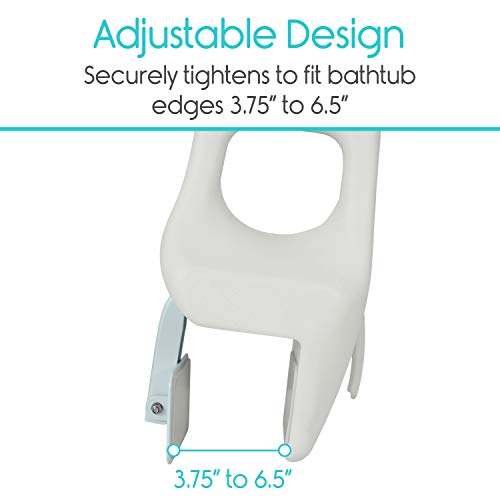 Vive Bathtub Rail - Heavy Duty Bathroom Tub Safety Rail for Elderly, Seniors, Handicap and Disabled - Clamp Railing Bath Support - Adjustable Shower Hand Grip - Handle Assist Grab Bar - Fits Most Tubs - Thumbnail 5