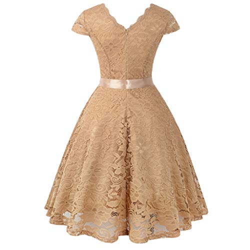 Dress for Women, Botrong Ball Party Lace Panel V-Neck Short Sleeve Vintage Waist Lace Dress