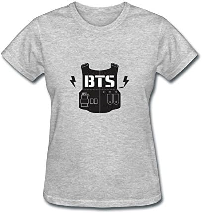 Frnjtt SELL Women bts-rap-monster Funny Short Sleeve T-shirt Grey L