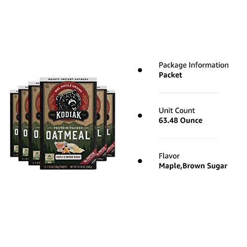 Kodiak Cakes Instant Protein Oatmeal Packets, Maple & Brown Sugar, 6