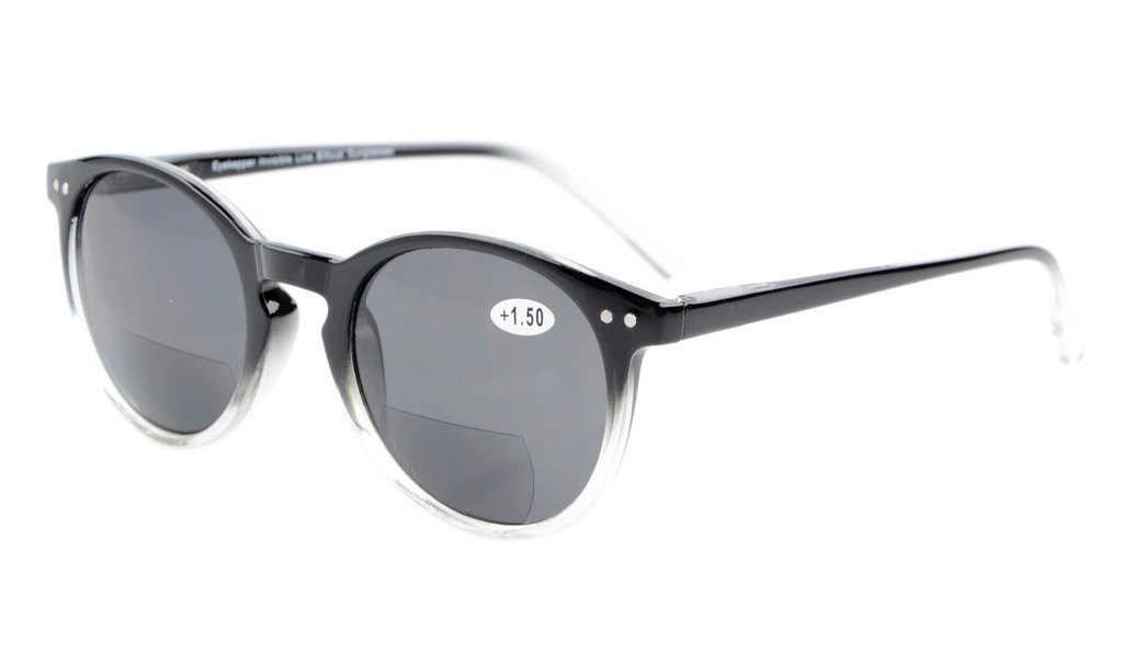 Eyekepper Key Hole Style Spring-Hinged Round Bifocal Sunglasses Sunshine Readers Black-Clear +1.5 — image 1