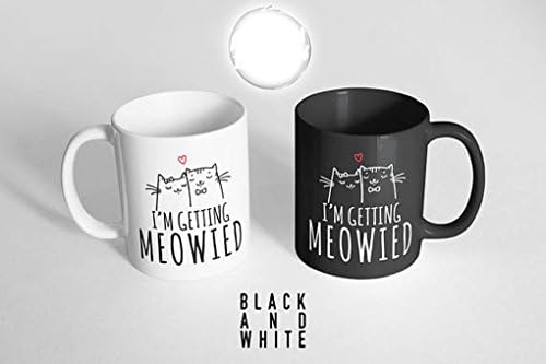 High quality ceramic mug Microwave safe Engagement Announcement-I'm Getting Meowied Cat Coffee Set Mug Cup-Engagement Gift for Best Friend-Cat set Mug-Wedding Planning Mug, Black and White