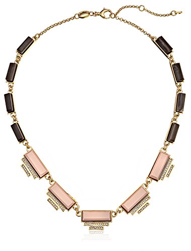 Fossil Deco Statement Gold, Light Pink and Grey Necklace, 16