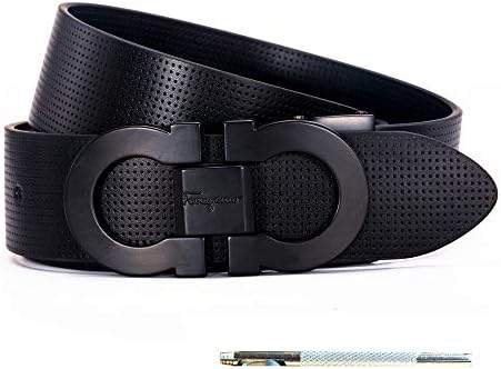 Men's Genuine Leather Belt Adjustable Buckle, by Trim to Fit