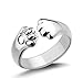 Sharkleap 3 Pieces Sterling Silver Cat Rings, Kitty's Paw Ear Ring Set