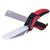 CO-Z Clever Food Cutter with Cutting Board Stainless Steel Kitchen Scissors Slicer for Vegetable Fruits Choppe
