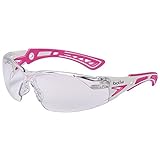 Bolle Rush Plus Small Safety Glasses White/Pink Temples Clear Anti-Fog Lens