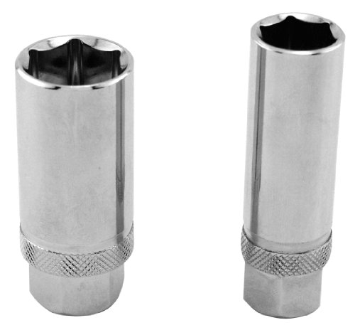 GreatNeck 28020 Magnetic Spark Plug Socket Set, 2-Piece | Powerful Magnet Keeps Spark Plug Securely Seated During Removal and Install | Power & Precision - Won't Break Plugs | Rust Resistant, Chrome