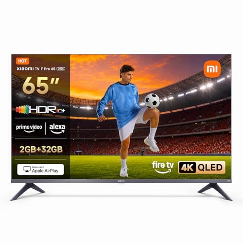 Xiaomi TV F Pro 65(165 cm), 4K UHD QLED, Smart TV, Fire OS8, Triple Tuner DVB-C/S/S2/T/T2,HDR10+,60Hz mit 120Hz Game Boost Mode, MEMC,Sprachsteuerung mit Alexa,2GB+32GB,Kompatibel mit Apple AirPlay