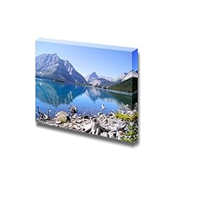 Beautiful Scenery Landscape View of The Kananaskis Lakes in The Canadian Rockies with Mountain Reflecting in Cool Blue Waters Wood Framed - Canvas Art Wall Art - 12" x 18"
