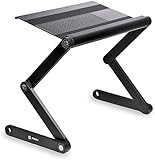 Pwr+&reg; Portable Laptop-Table-Stand Vented Fully Adjustable-Ergonomic Mount-Ultrabook-Macbook Light Weight Aluminum-Black Bed Tray Desk Book Up to 17"