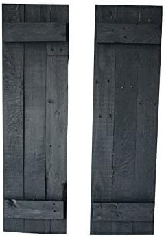 Bear Creek Best Reclaimed Pallet Wood Decorative Rustic Shutter Wall Art in Black - Set of 2 (10-11 W x 34 H )