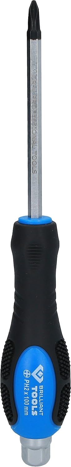 BRILLIANT TOOLS BT034810 Phillips Screwdriver with Impact Cap, PH2 [Powered by KS Tools]