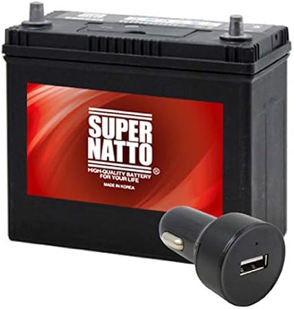 Amazon 2点セット Usbシガーソケット 12v 24v 対応 自動車用バッテリー 65b24r セット 46b24r 50b24r 55b24r 58b24r 60b24r 65b24r 70b24r 75b24r互換 シガーアダプター Usbポート Super Natto スーパーナット スマホ Iphone Ipad タブレット充電