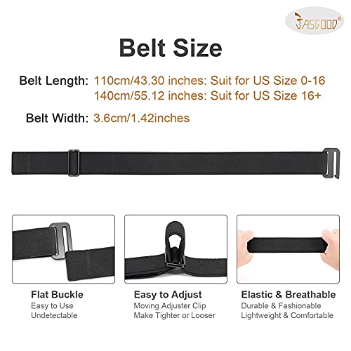 Men Invisible Belts No Show Elastic Stretchy Belts for Jeans Pants 2 Pack, Suit for US Size 0-16, A-Black+Black