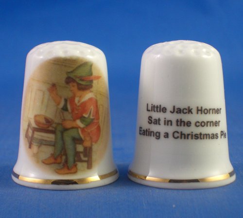 Porcelain China Collectable Thimble - Little Jack Horner Nursery Rhyme -- Free Gift Box