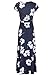 Kranda Womens Summer Short Sleeve Faux Wrap V Neck Floral/Solid Maxi Long Dress