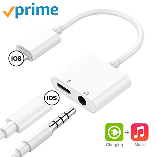 Headphone Adapter for iPhone Charger Jack AUX Audio 3.5 mm Jack Adapter for iPhone Adapter Splitter Earphone for iPhone 7/7p/8/8p/11/X Dongle Accessory Connector Compatible Audio + Charge Adapter