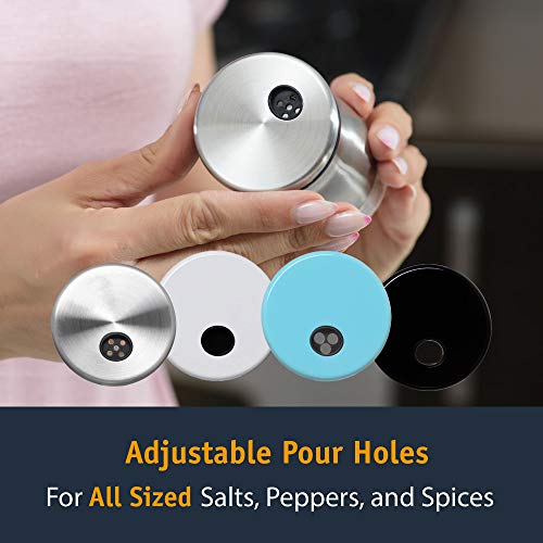 CHEFVANTAGE Salt and Pepper Shakers Set with Adjustable Pour Holes