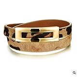 Black Leather Double Wrap Bracelets Belt Buckle Bangles for Women Jewelry