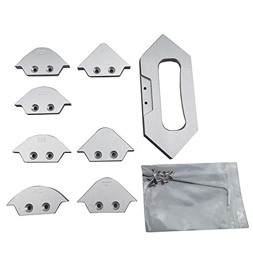 FOONEE 9pcs/Set Corner Radius Routing Templates, Aluminum Alloy Woodworking Jig Template,Corner Assistant Tool for Woodworking Routing,R5 R10 R15 R20 R25 R30 R35 R40, Silver