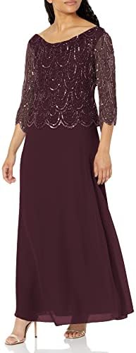 j kara 3 4 sleeve sequin dress Jkara Womens Beaded Mesh Gown Dress, Black, 8