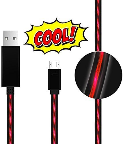 Micro USB Cable Lingoboi 3.0ft/0.9m Powerline Visible Flowing Charging Cords USB 2.0 A Sync Data for Samsung,Note 5,4,3,Sony,LG,Google Nexus10,7,4, HTC,Android Smartphones and More(Black/Red)