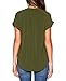 LILBETTER Women Chiffon Blouse V Neck Short Sleeve Top Shirts (Army Green,Large)