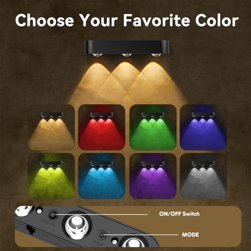 Solar Fence Lights, RGB Solar Wall Lights with 8 Colors & 11 Modes, Bacane Waterproof Solar Lights Outdoor for Patio, Backyard, Stairs, Garden, Black, 4-Pack
