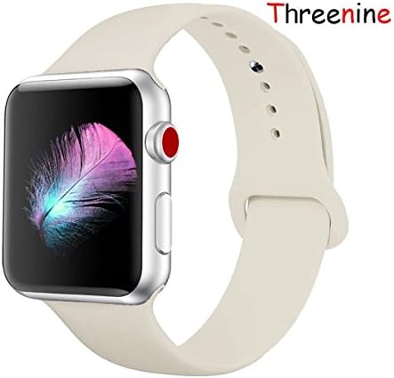 Threenine for Apple Watch Band, Durable Soft Silicone iWatch Strap Replacement Sport Band for Apple Watch Band Series 4 Series 3 Series 2 Series 1 Sport, Edition (Meter White, 38mm S/M=40mm S/M)