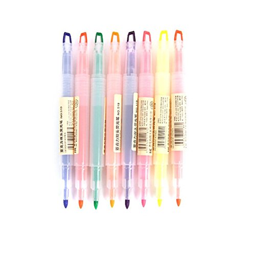 5 Pcs Fablcrew Highlighter Pen Double Sided Gel Highlighter Markers Assorted Colors 5.4” (purple) - Thumbnail 3