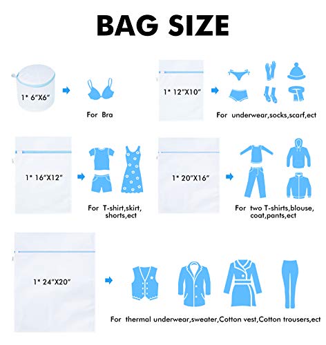 Plusmart Mesh Laundry Bags,Durable,Laundry Bag for delicates,Blouse,Stocking,Bra,Sweaters,5 Pack