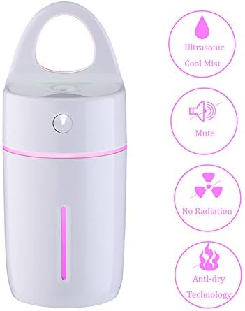 Portable Mini USB Ultrasonic Cool Mist Air Humidifier for Car, Home and Office, 175ML, White