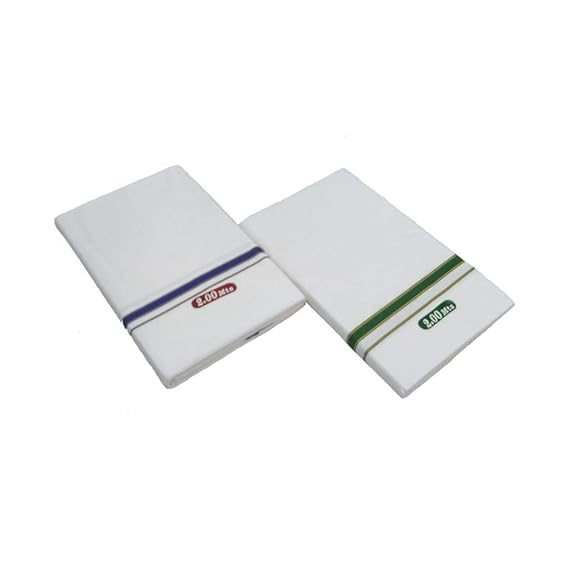 Cotton Cool Men's 100% Pure Cotton Dhoti White Colour 2.00 Mts Single Dhoti's (Pack of 2 Piece)