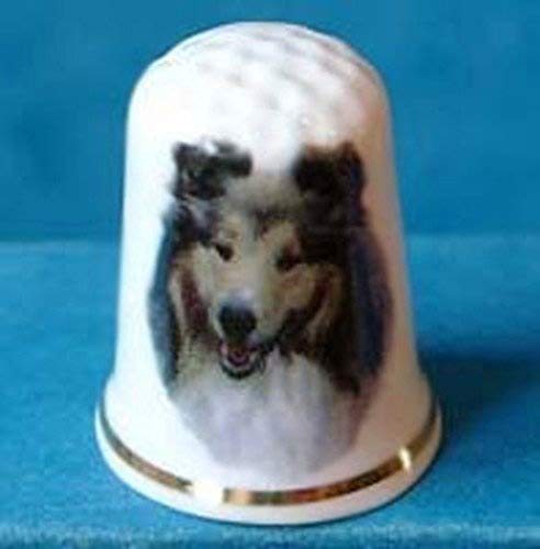Porcelain China Collectable Thimble -- Rough Collie Dog
