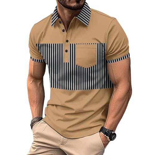 Mens Casual Polo Shirts Short Sleeve Button Golf Slim Fit Shirt with Pocket & Collar Lightweight Spring Summer Stylish Tops at Amazon